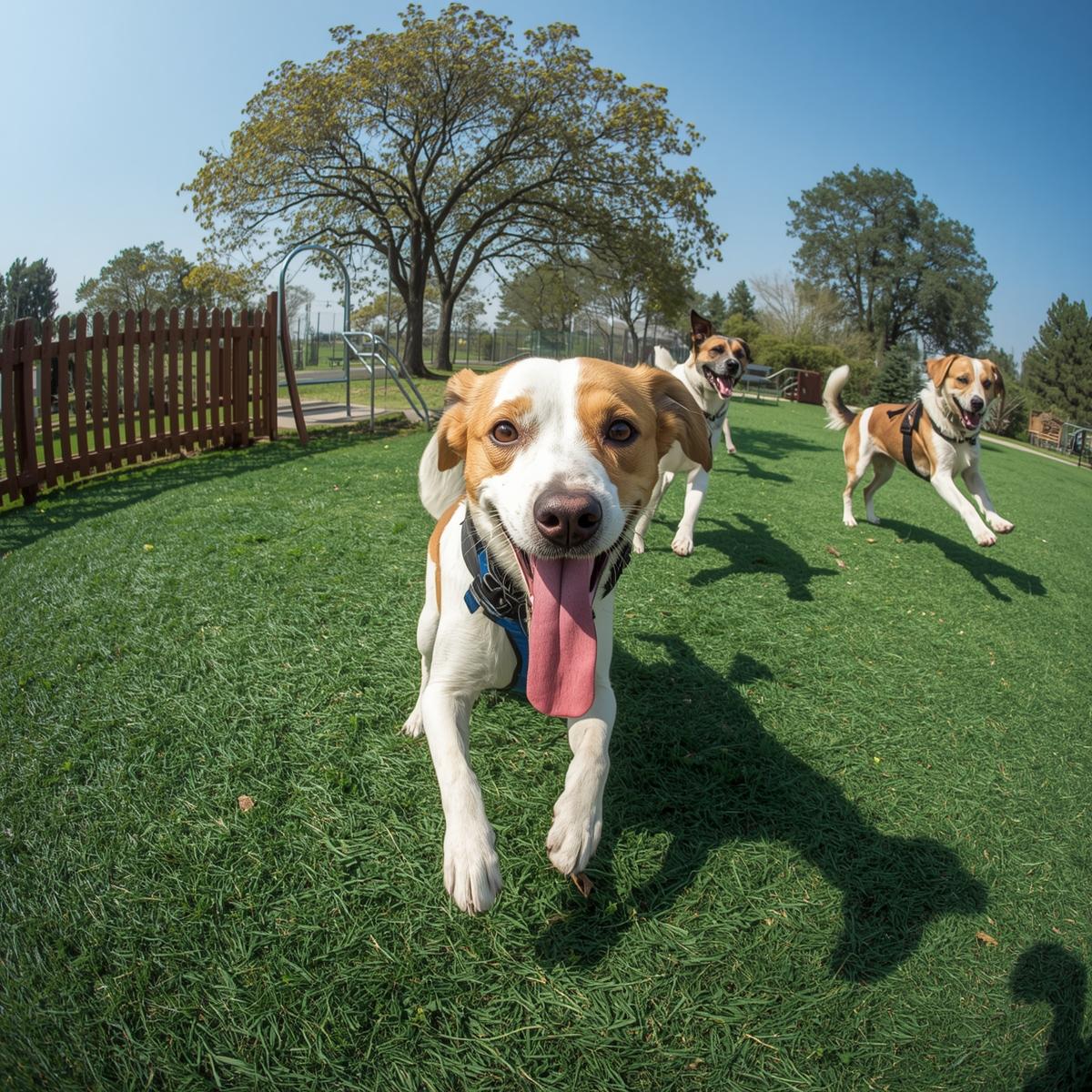 Dogs in a dog park